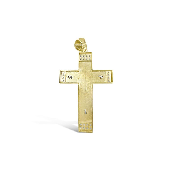 Jesus Crucifix Cross Pendant 10k Gold Two Tone 1.9" - Picture 3 of 4